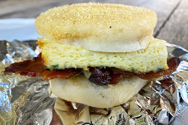 Egg sandwich with bacon from Little Tart in Atlanta, GA