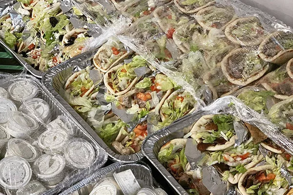 Gyro catering prep from Gyro Bros in Atlanta.