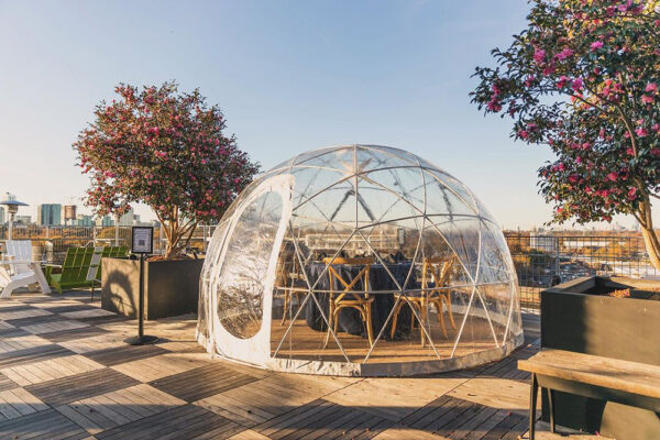 An igloo on the roof of 9 Mile Station at Ponce City Market.