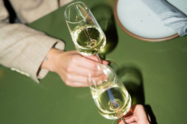 Patrons toasting at Aziza in West Midtown.