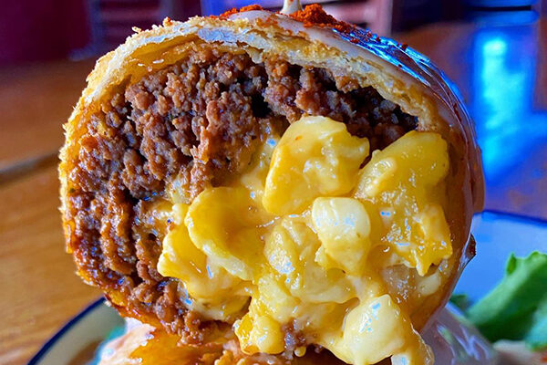 Ground beef and mac and cheese burrito from Flatiron in East Atlanta Village.