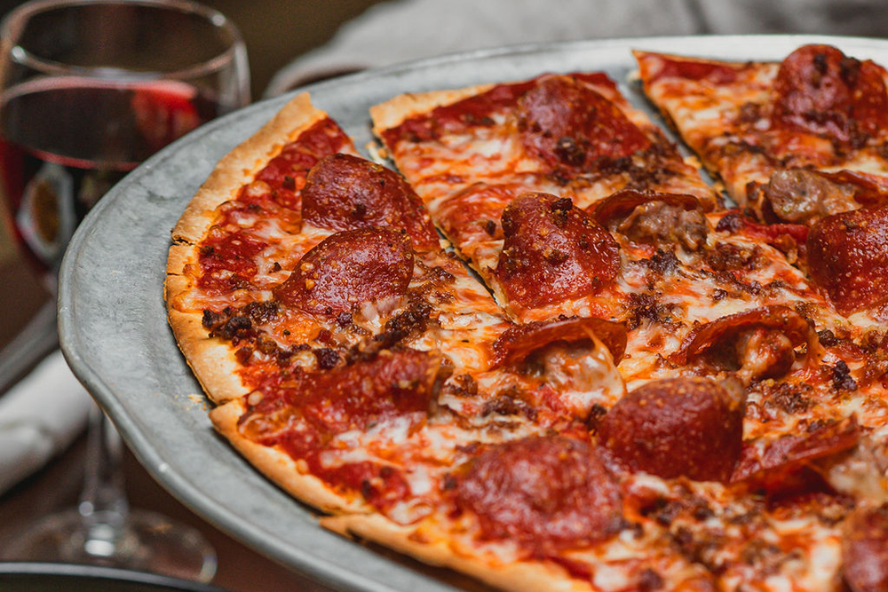 Thin crust pizza available at Movie Tavern.