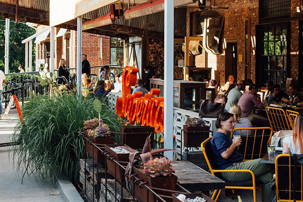 Diners from the sidewalk at Superica at Krog Street Market