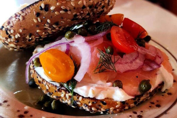 Lox and everything bagel sandwich from Gilly Brew Bar in Stone Mountain.
