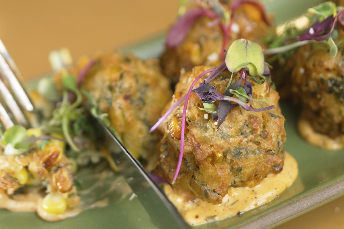 Sweet Corn Fritters from New South Kitchen.