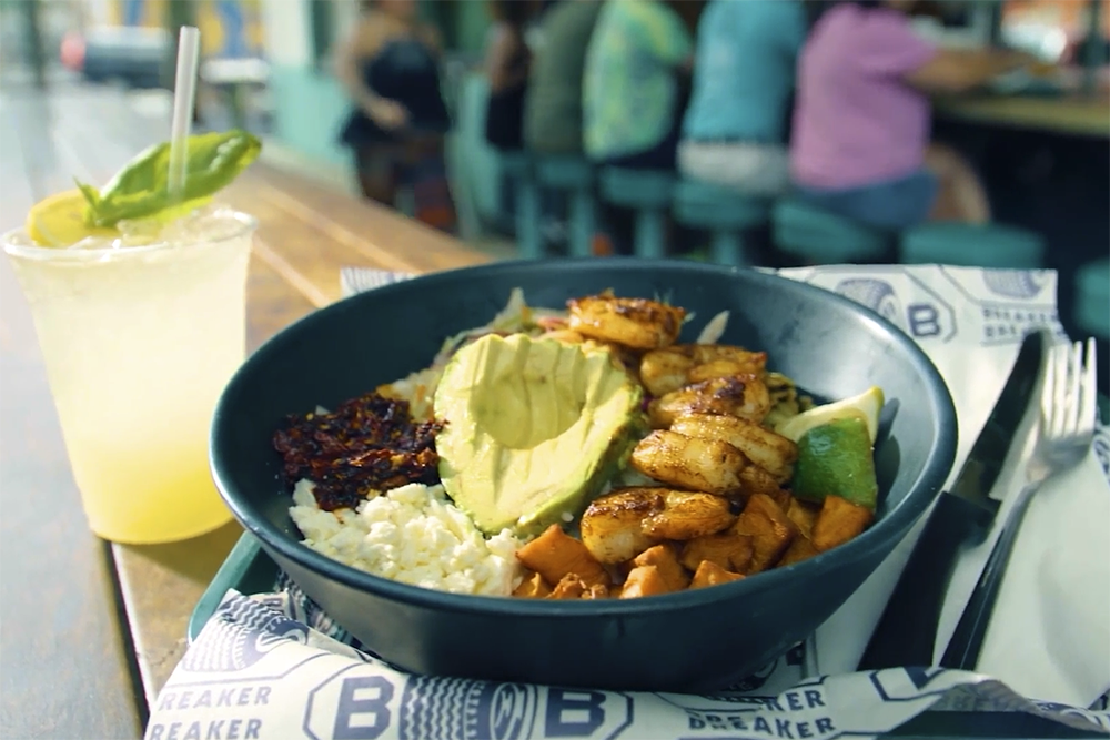 The Cabbage and Crispy Rice salad with shrimp from Breaker Breaker.