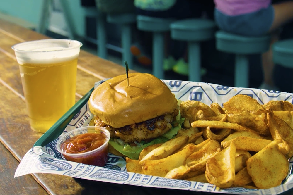 The shrimp burger from Breaker Breaker.