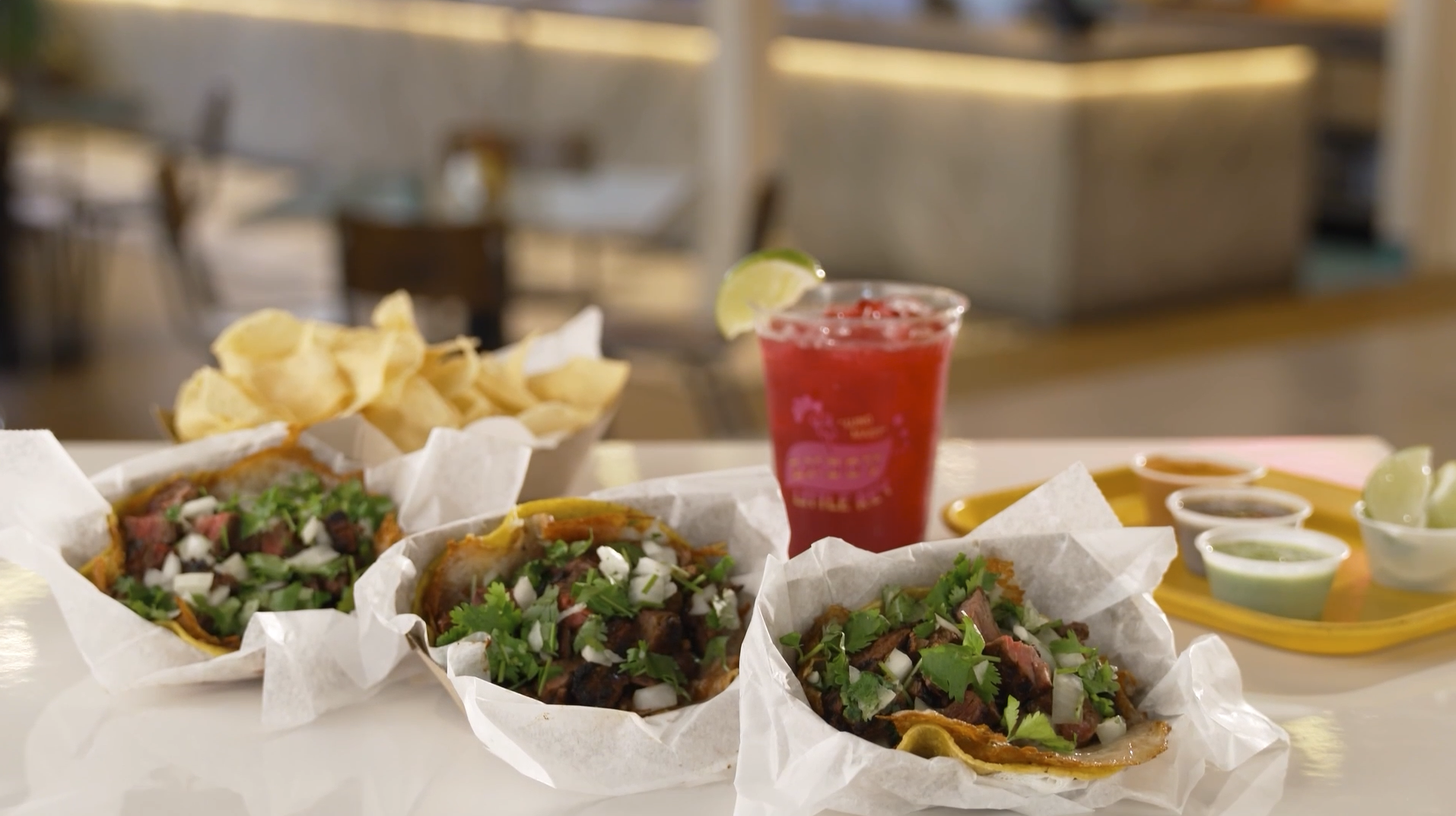 Steak al carbon tacos from Little Rey.