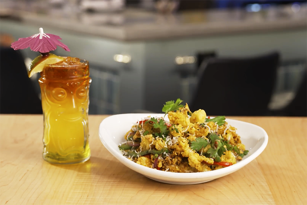 The Kung Pao calamari at Message in a Bottle